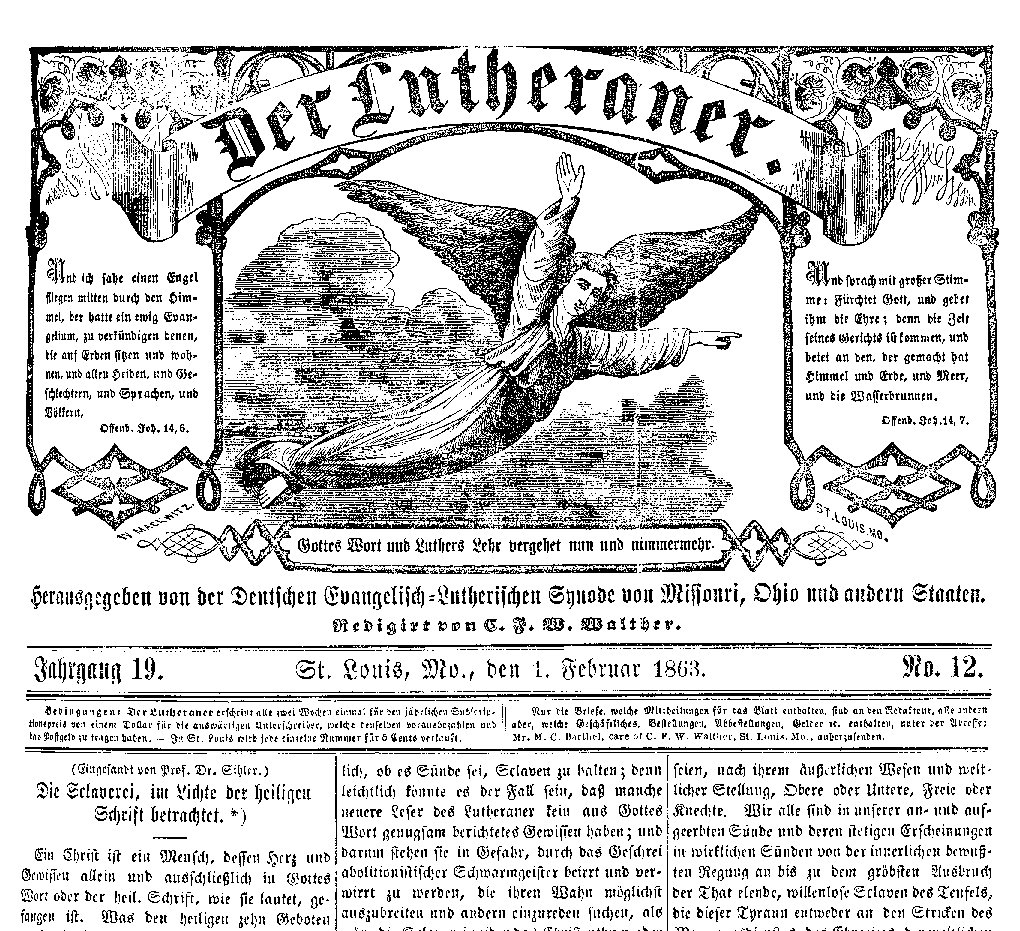 Slavery Viewed in the Light of Holy Scripture, By Prof. Dr. Wilhelm Sihler